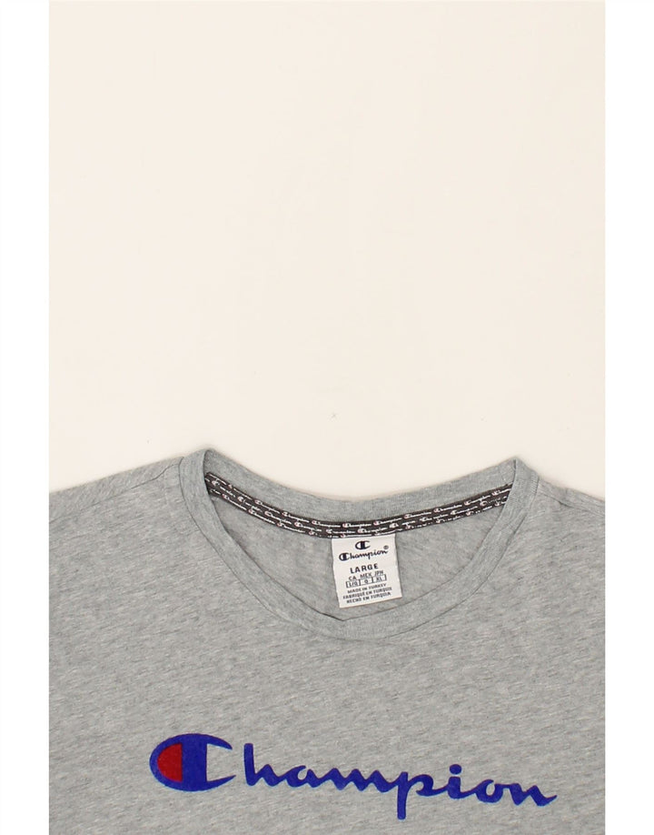 CHAMPION Womens Graphic T-Shirt Top UK 14 Large Grey Vintage Champion and Second-Hand Champion from Messina Hembry 
