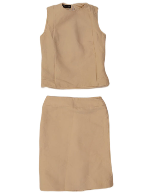 Mila Schon Женская юбка из 2 предметов IT 42 Medium W26 Бежевая шерсть