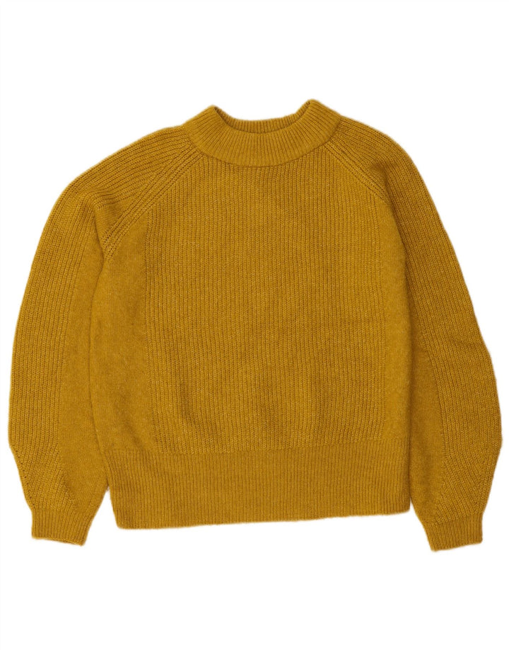 MARKS & SPENCER Womens Crop Turtle Neck Jumper Sweater UK 10 Small Yellow