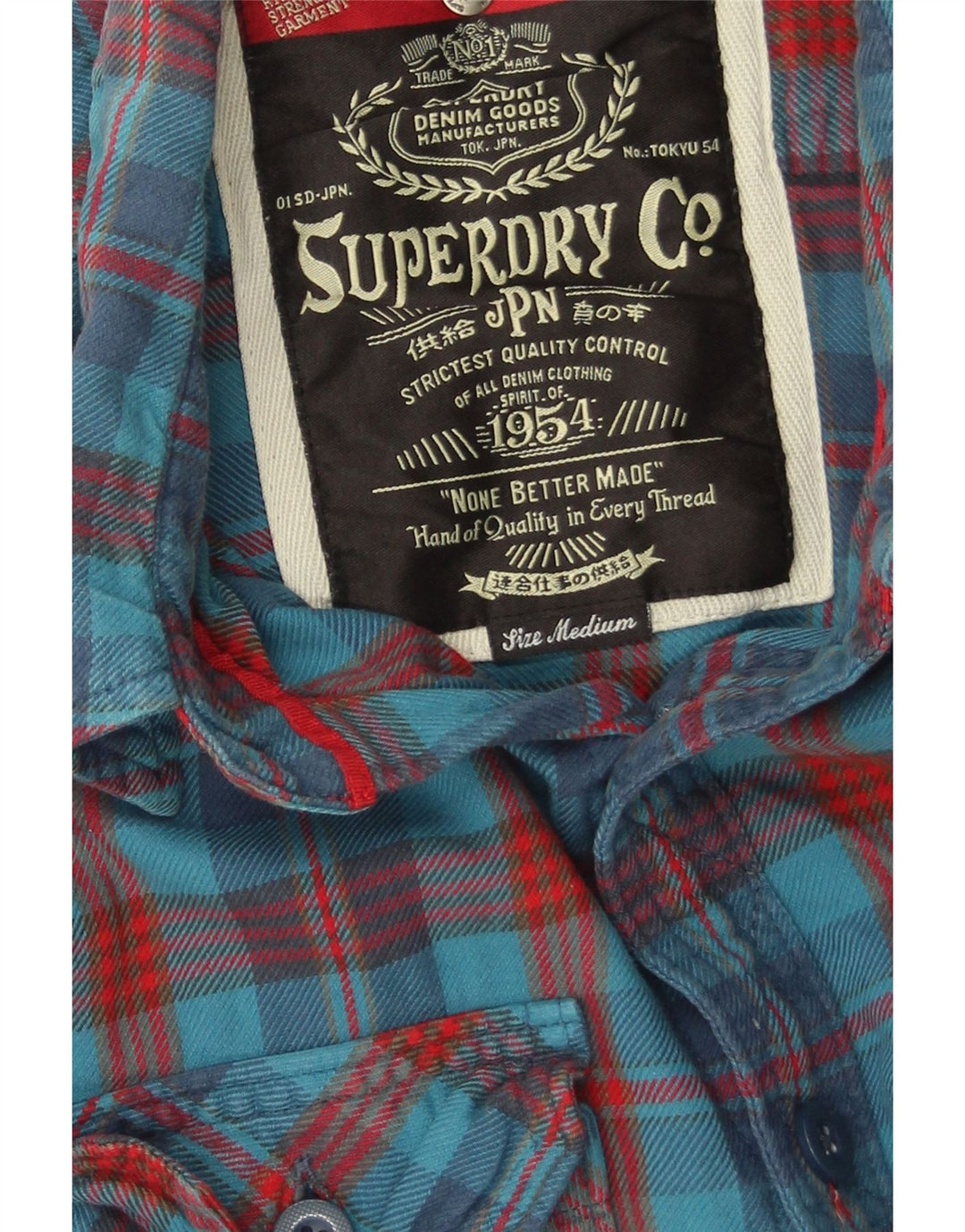 Мужская фланелевая рубашка Superdry, хлопковая синяя клетка среднего размера