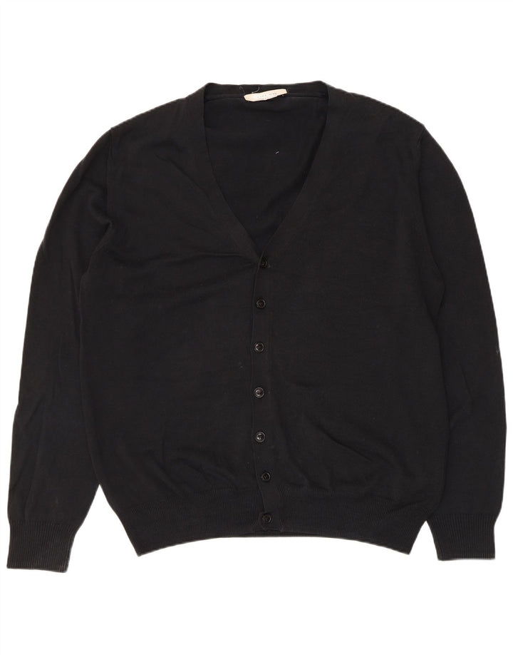 Мужской кардиган Zara, большой черный хлопковый свитер