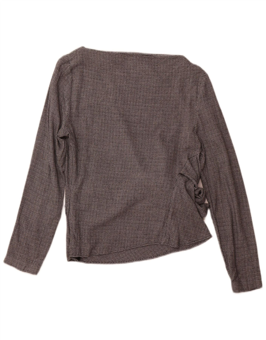 Женская блузка с длинным рукавом ZARA, топ UK 12, вискоза среднего серого цвета с узором «гусиные лапки»