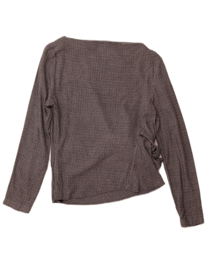 Женская блузка с длинным рукавом ZARA, топ UK 12, вискоза среднего серого цвета с узором «гусиные лапки»