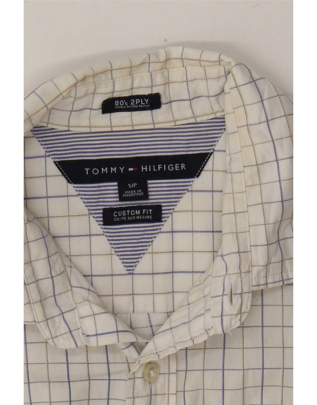 Tommy Hilfiger Мужская рубашка индивидуального кроя, маленькая белая клетка