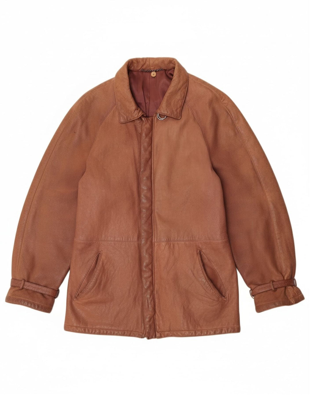 Винтажная женская кожаная куртка IT 52 2XL Коричневая