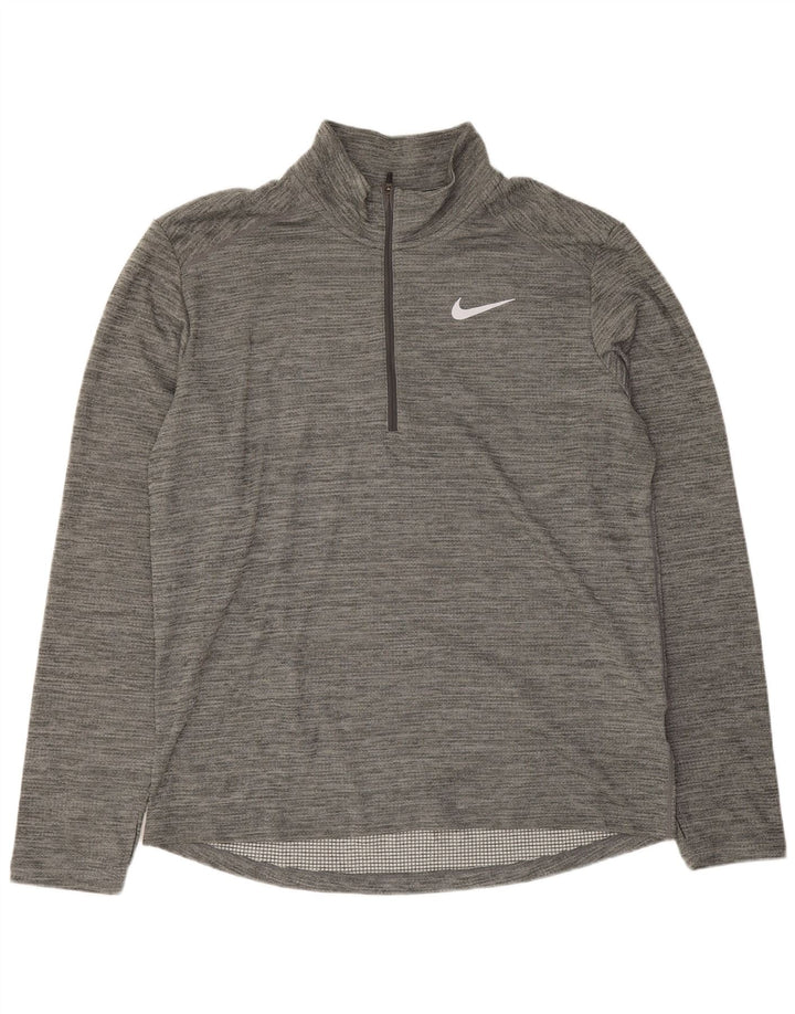 Мужской пуловер с воротником на молнии Nike Dri Fit, большой серый в крапинку