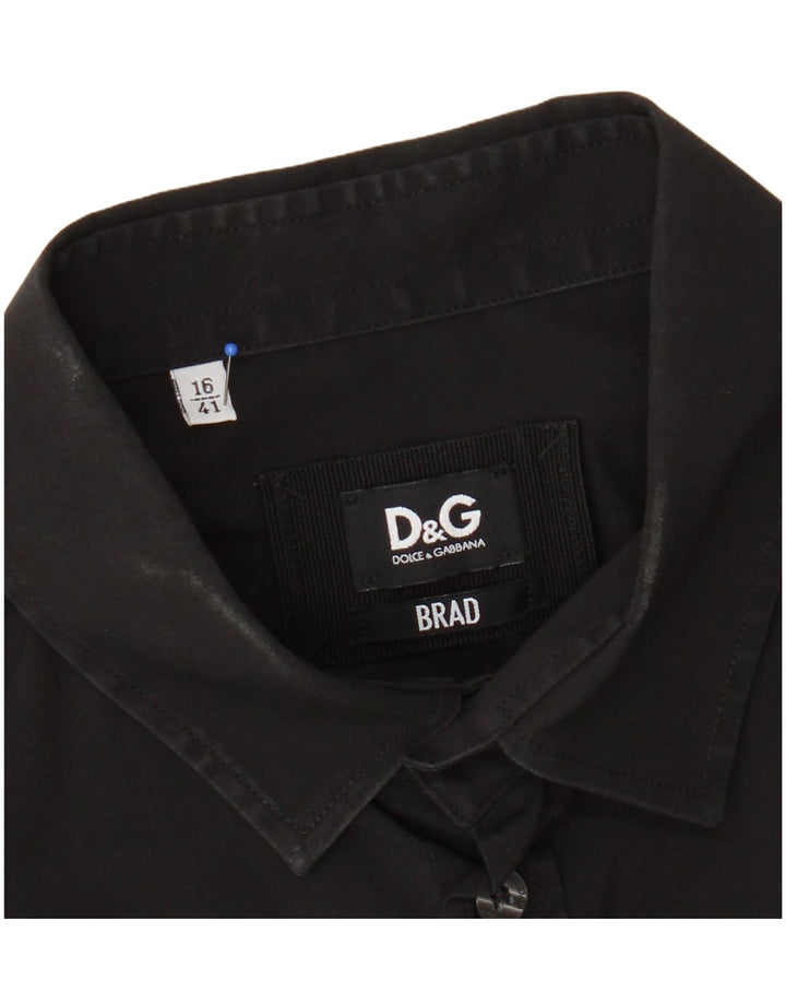 Мужская рубашка DOLCE & GABBANA, размер 16 41, большая, черная, хлопок