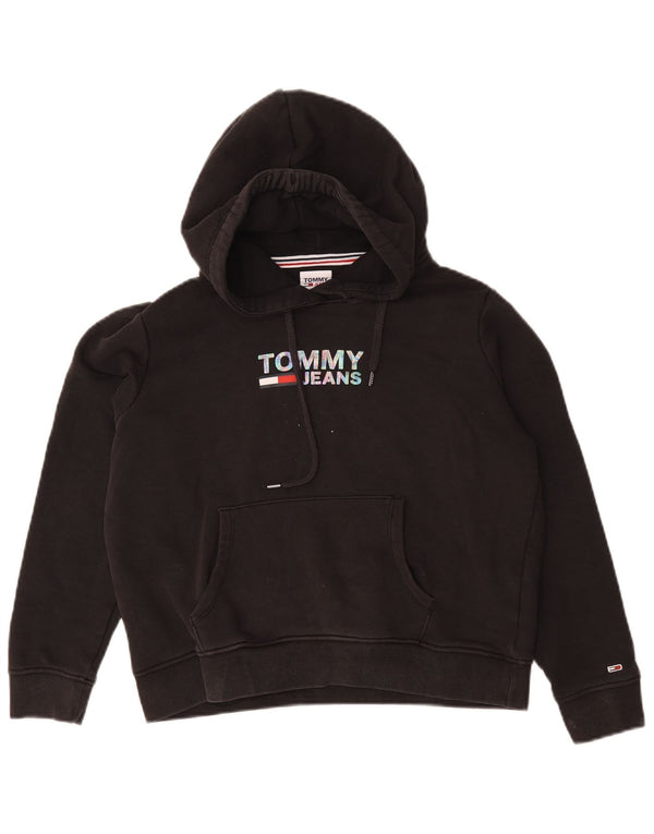 Женский джемпер с капюшоном Tommy Hilfiger UK 14, средний черный, хлопок