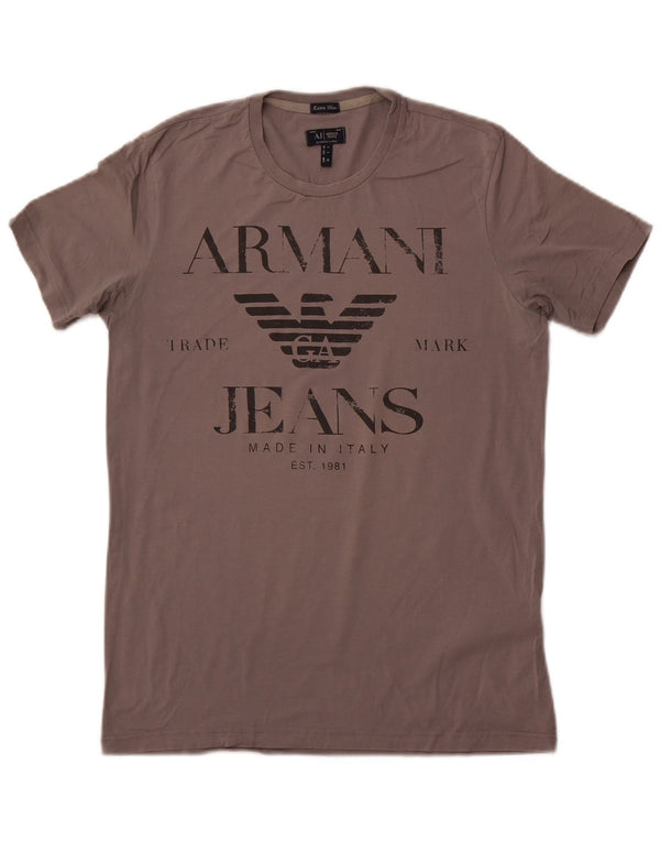 Armani Jeans Мужская очень тонкая футболка с рисунком, большой серый хлопок