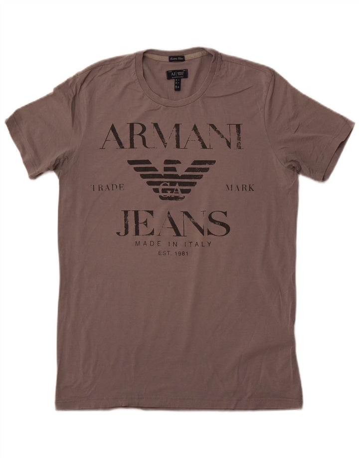 Armani Jeans Мужская очень тонкая футболка с рисунком, большой серый хлопок