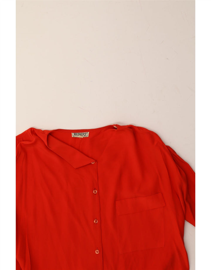 VINTAGE Womens Shirt Blouse EU 40 Medium Red Silk Vintage Vintage and Second-Hand Vintage from Messina Hembry 