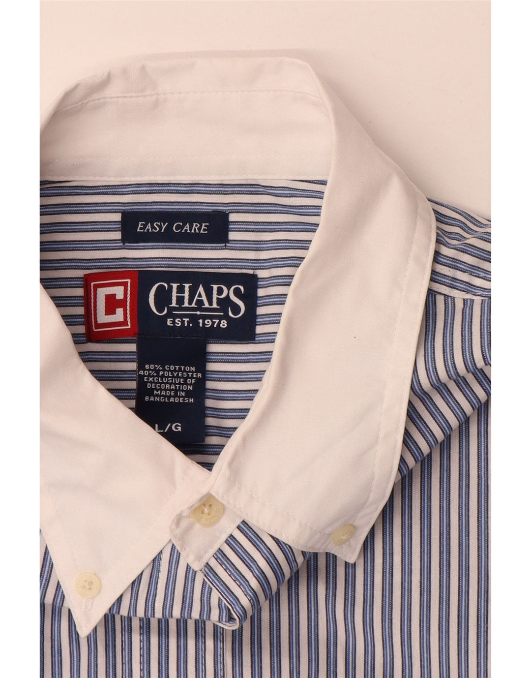 Мужская рубашка Chaps Easy Care из хлопка в большую синюю полоску