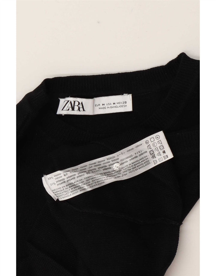 Женский укороченный жилет Zara UK 12, средний черный из вискозы