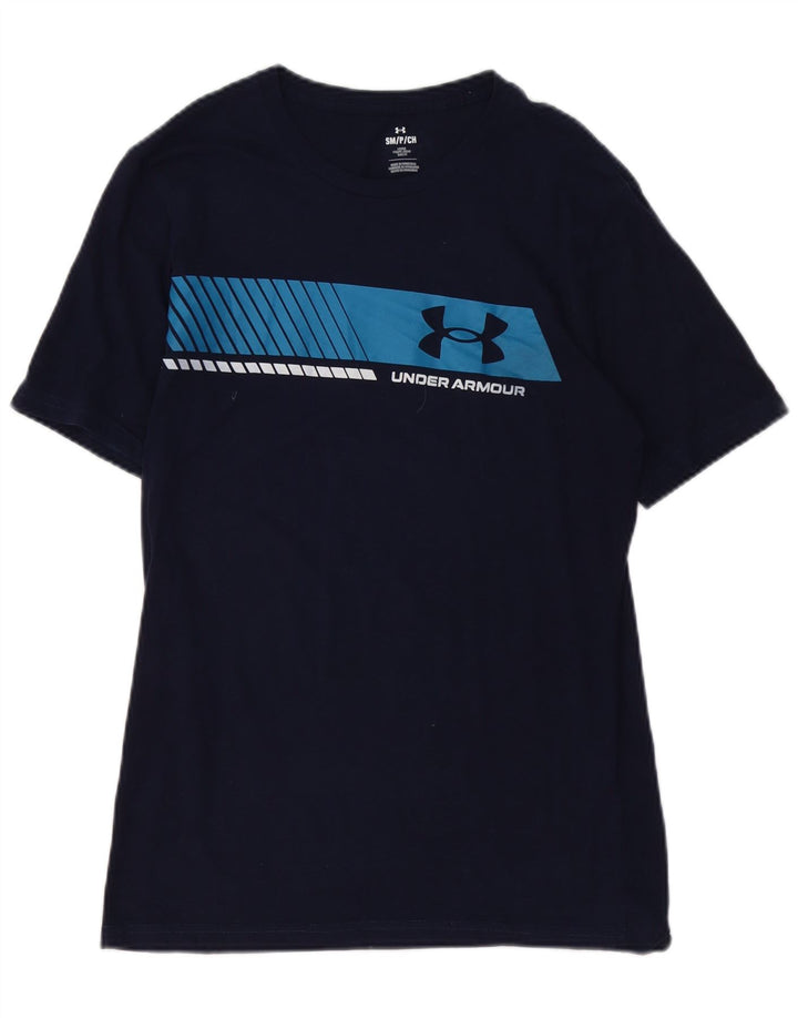 Мужская футболка с рисунком UNDER ARMOR, темно-синяя, хлопковая