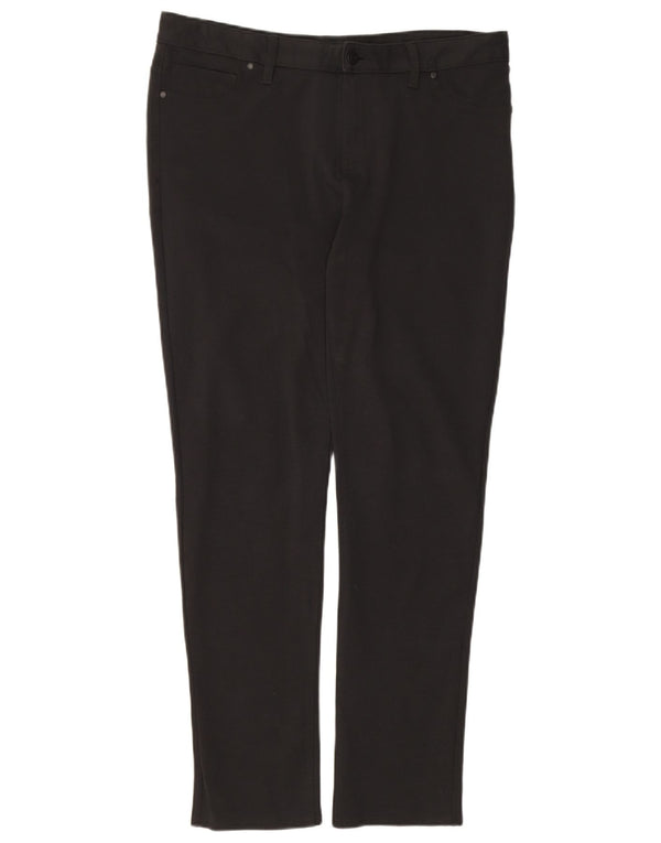Calvin Klein Womens Slim Casual Trousers US 14 XL W36 L30 Black Cotton