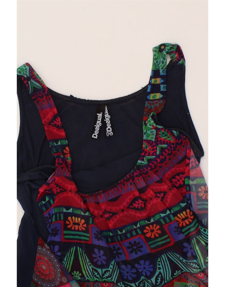 DESIGUAL Womens Sleeveless A-Line Dress EU 34 XS Navy Blue Patchwork Vintage Desigual and Second-Hand Desigual from Messina Hembry 