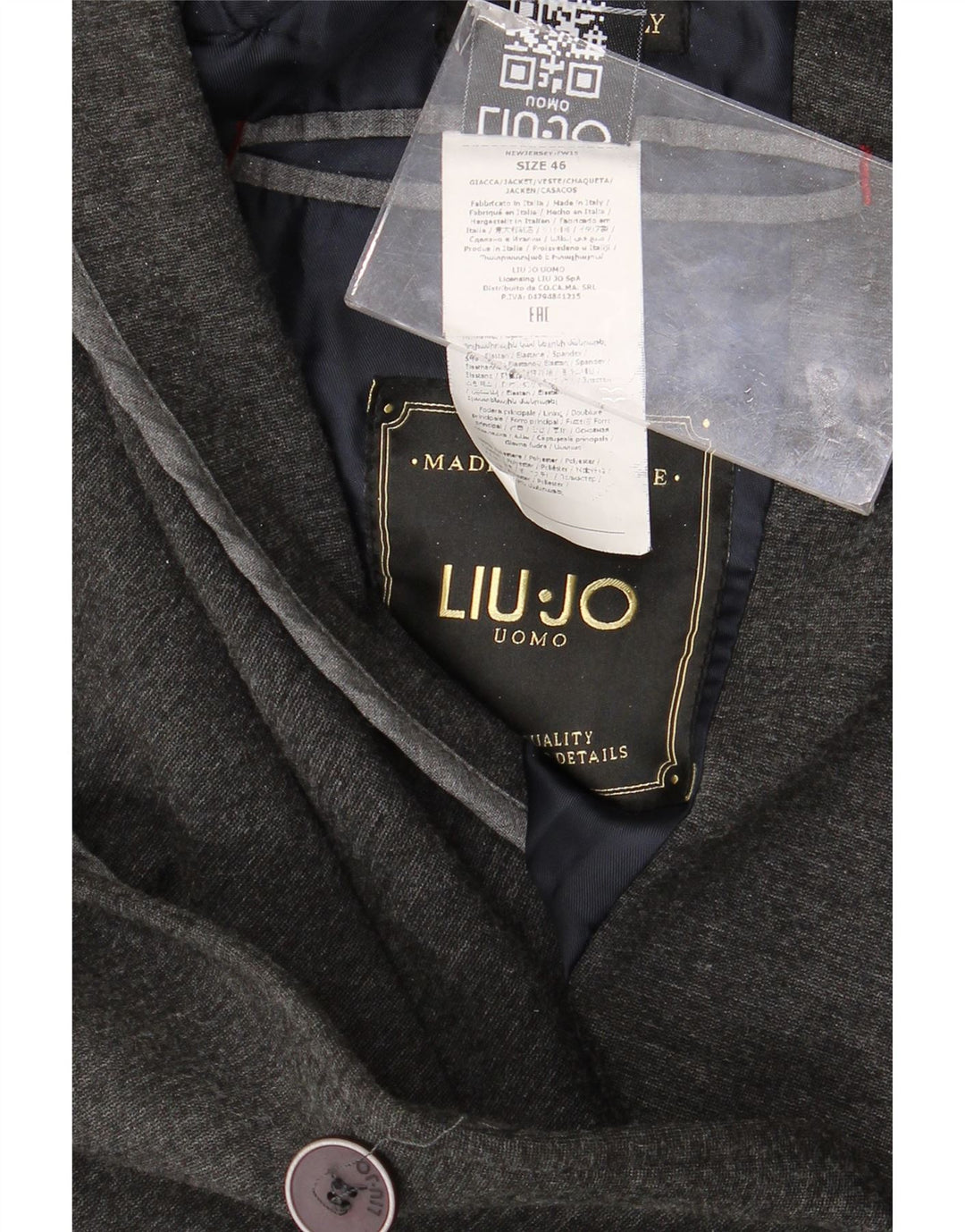 Мужской пиджак Liu Jo на 2 пуговицах IT 46, маленький, серый, вискоза