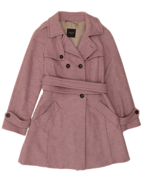 Женский оверсайз-тренч Max Mara Weekend UK 6 XS из натуральной шерсти розового цвета