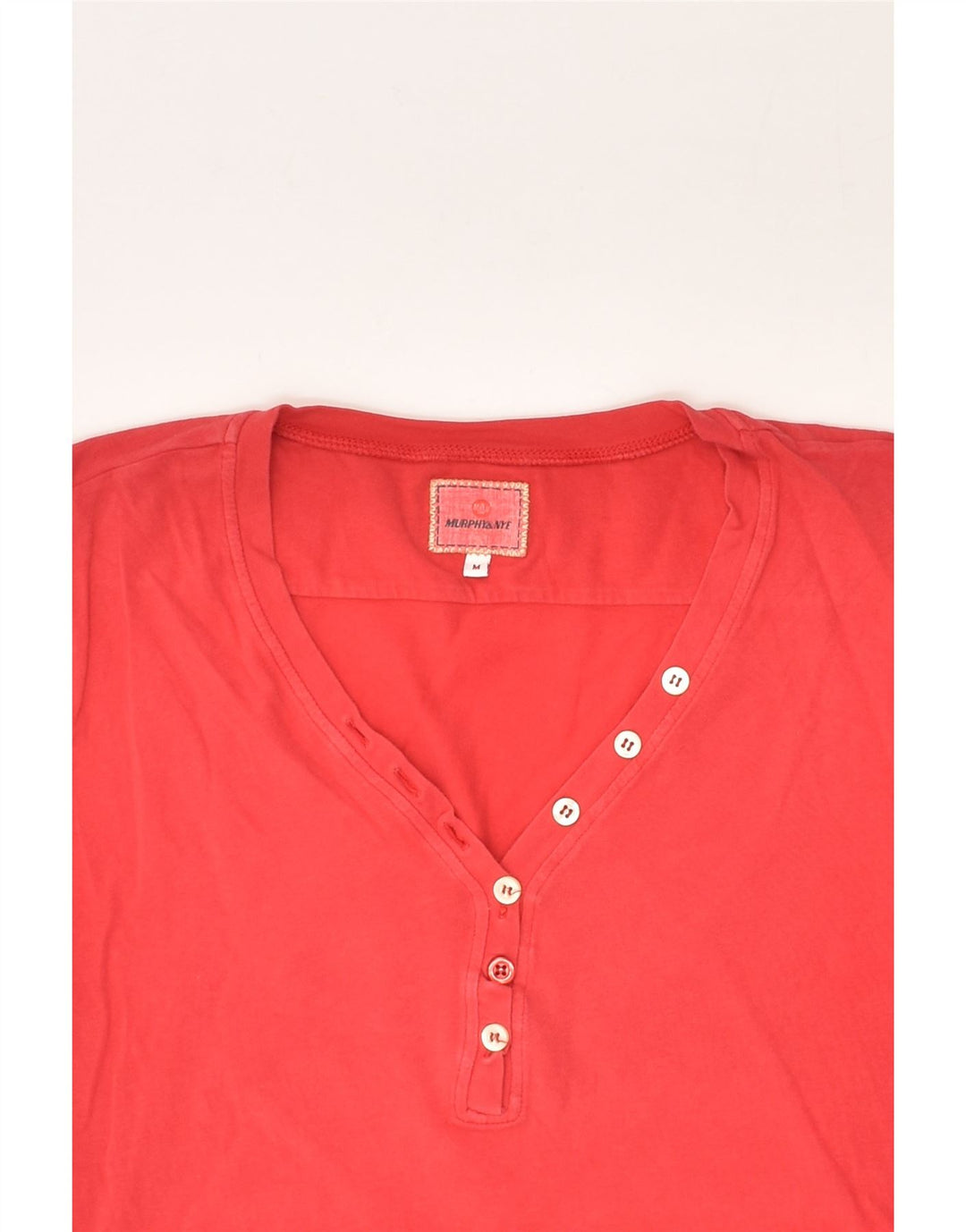 MURPHY & NYE Womens Top 3/4 Sleeve UK 12 Medium Red Cotton | Vintage Murphy & Nye | Thrift | Second-Hand Murphy & Nye | Used Clothing | Messina Hembry 
