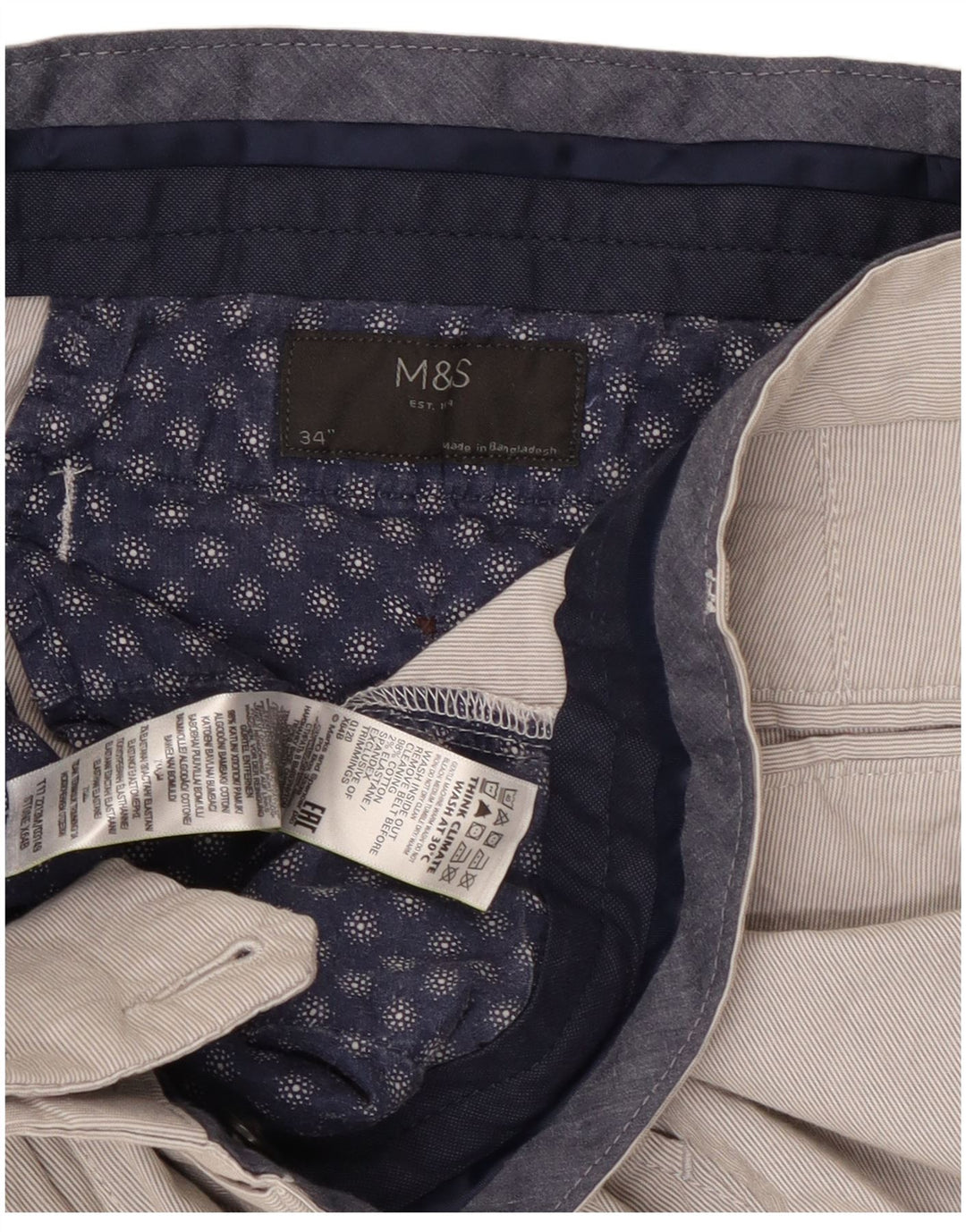 Мужские шорты чинос Marks & Spencer W34, большие серые, хлопок