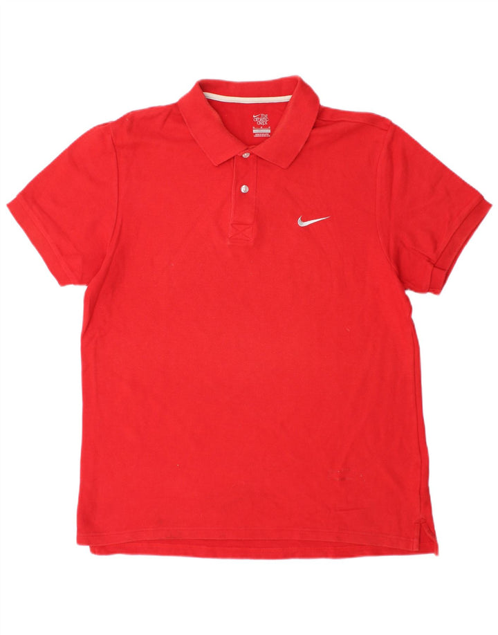 Мужская рубашка-поло NIKE, хлопковая, среднего красного цвета
