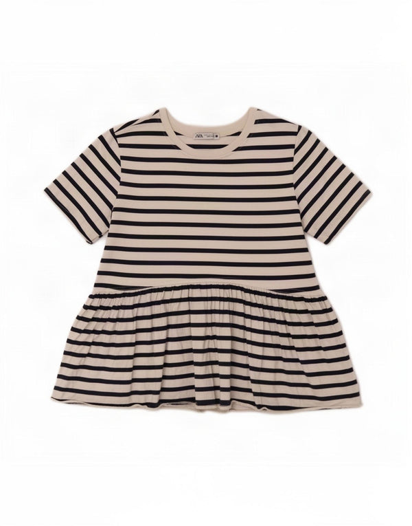 Zara Womens Blouse Top UK 10 Small White Striped