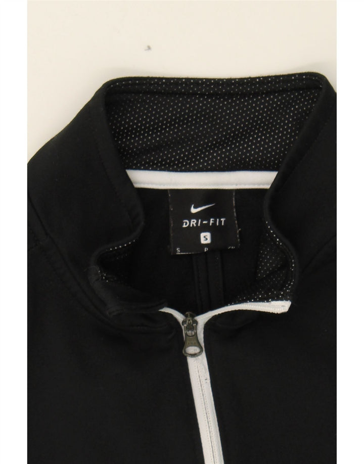 NIKE Mens Dri Fit Zip Neck Pullover Tracksuit Top Small Black Polyester Vintage Nike and Second-Hand Nike from Messina Hembry 