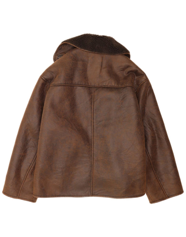 Женская куртка оверсайз из шерпы Zara UK 2 2XS Коричневая полиэстер