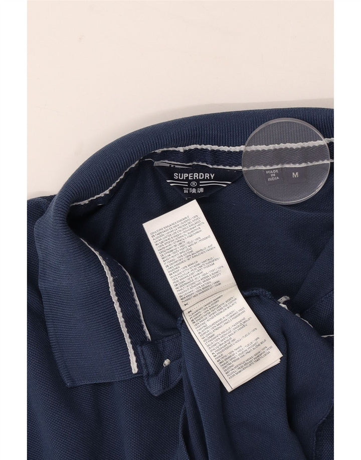 Мужская рубашка-поло Superdry среднего размера, темно-синяя, хлопок