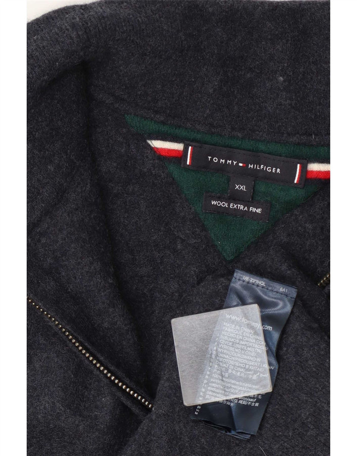 Мужской свитер Tommy Hilfiger с воротником на молнии 2XL, темно-синий, шерсть