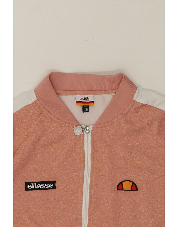 ELLESSE Womens Graphic Crop Tracksuit Top Jacket UK 14 Large Pink Vintage Ellesse and Second-Hand Ellesse from Messina Hembry 