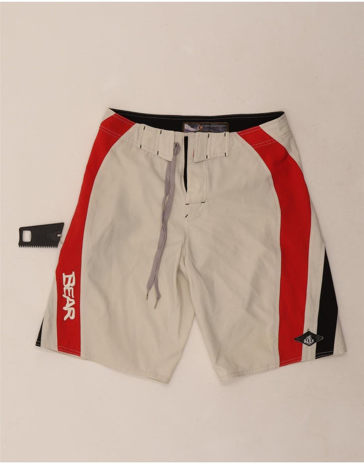 Мужские повседневные шорты с рисунком Bear W32, средний белый полиэстер с цветными блоками