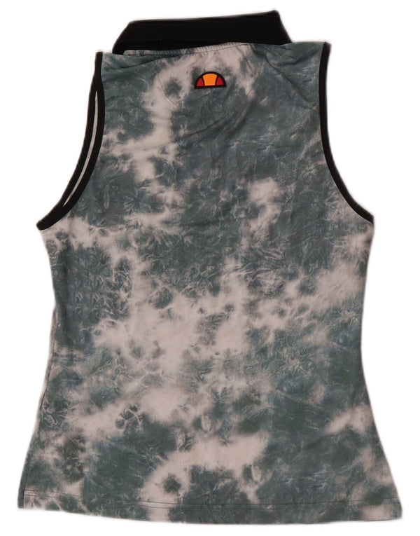 Женская рубашка-поло без рукавов Ellesse с воротником на молнии UK 8 Small Green Tie Dye