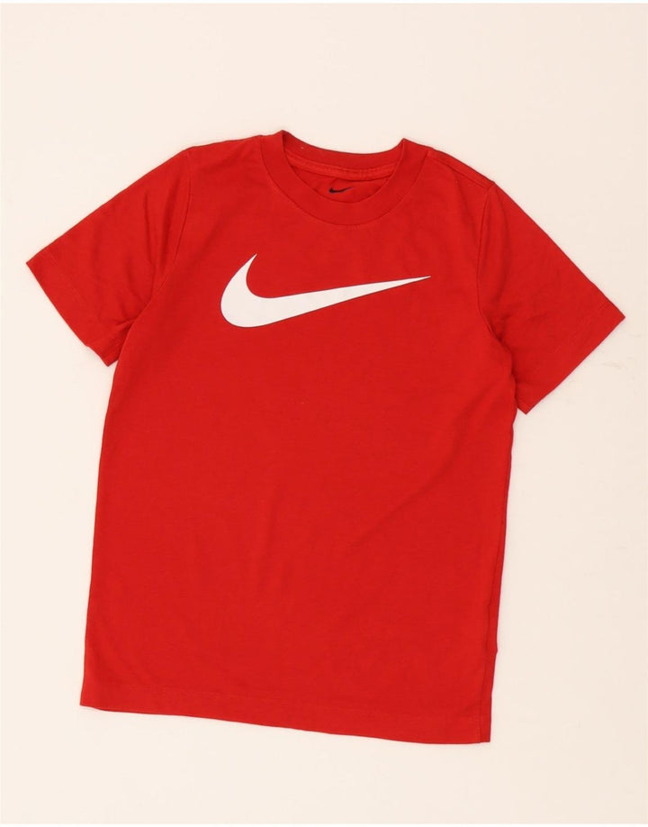 Футболка с рисунком Nike Dri Fit для мальчиков, топ 10–11 лет, средний красный полиэстер
