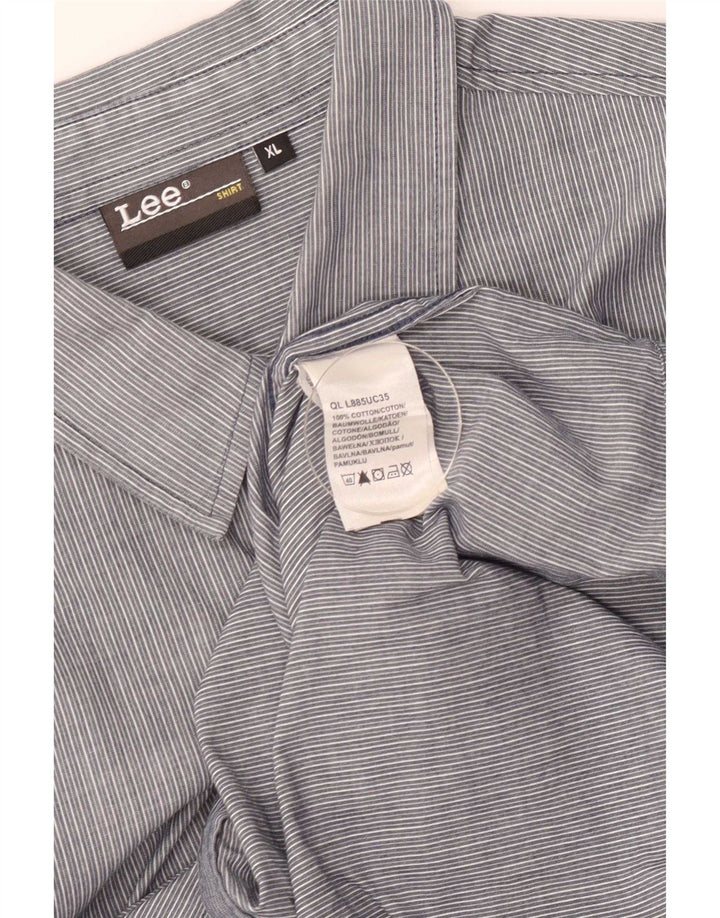Мужская рубашка Lee XL серая в тонкую полоску из хлопка
