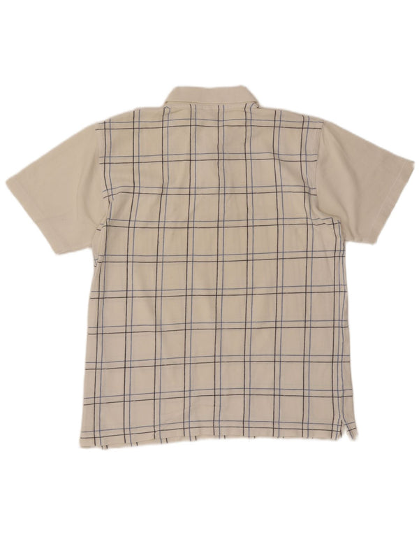 Ellesse Mens Polo Shirt Medium White Check Cotton