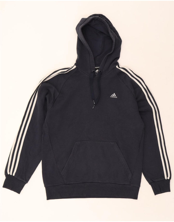 ADIDAS Mens Hoodie Jumper Medium Navy Blue Cotton Vintage Adidas and Second-Hand Adidas from Messina Hembry 