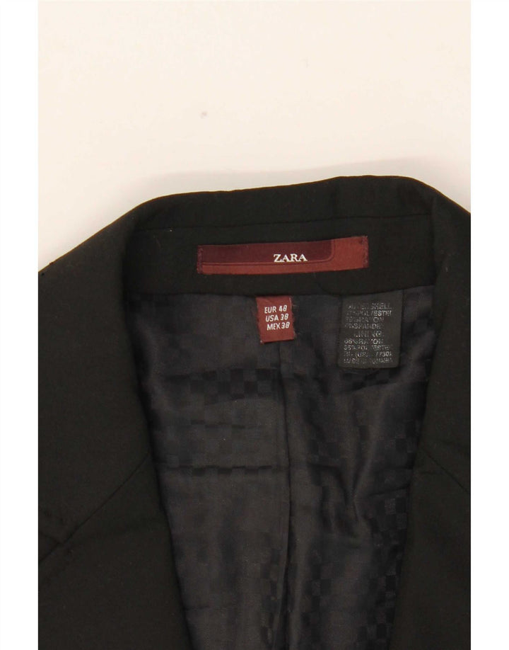 Мужской пиджак с 3 пуговицами Zara EU 48, средний черный полиэстер
