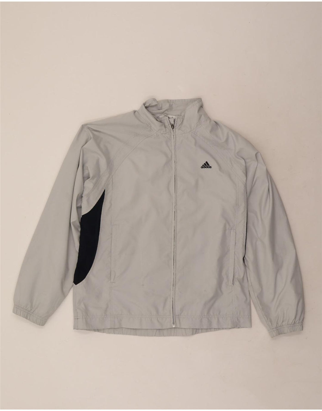 Мужская спортивная куртка Adidas UK 40/42, средний серый цвет, полиэстер с цветными блоками