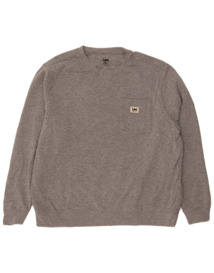 LEE Mens Classic Fit Sweatshirt Jumper Large Grey Cotton