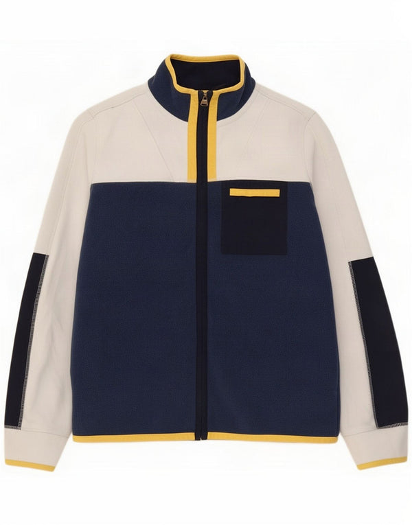 Fat Face Mens Fleece Jacket UK 40 Large Navy Blue Colourblock Polyester