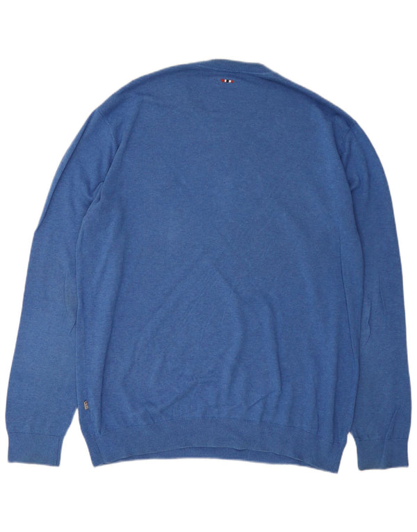 Napapijri Mens Crew Neck Jumper Sweater 2XL Blue Cotton