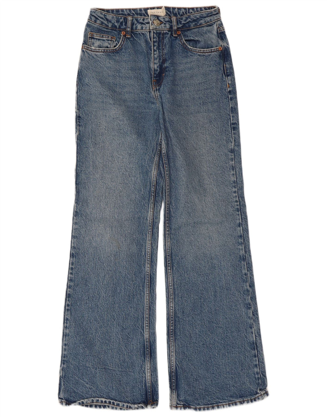 Женские свободные расклешенные джинсы Topshop W26 L30, синий хлопок