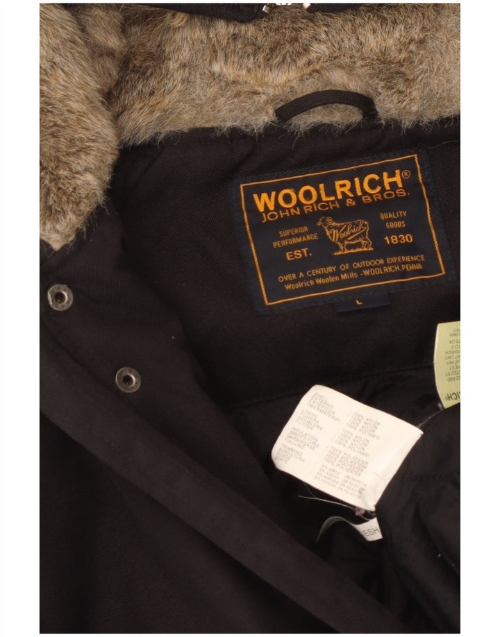 Женская утепленная куртка-бомбер Woolrich с капюшоном, Великобритания 14, большой черный нейлон