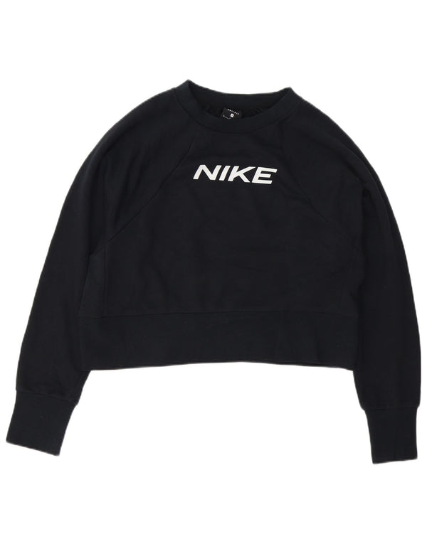 Женский укороченный свитшот оверсайз Nike Dri Fit UK 10, маленький черный