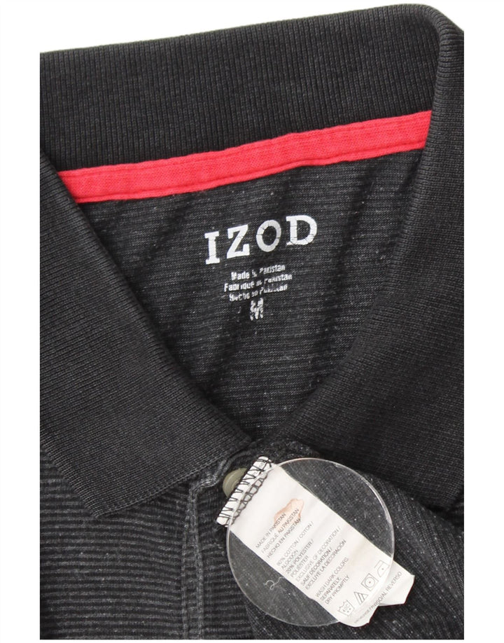 IZOD Мужская рубашка поло среднего размера, черная, хлопок