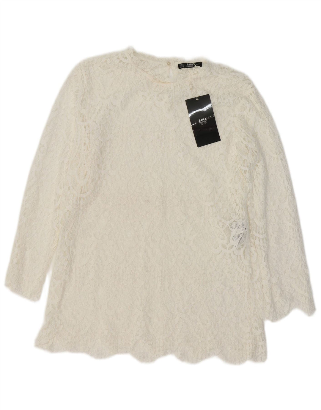 Женская блузка ZARA Top UK 12, средний белый хлопок, белый цвет