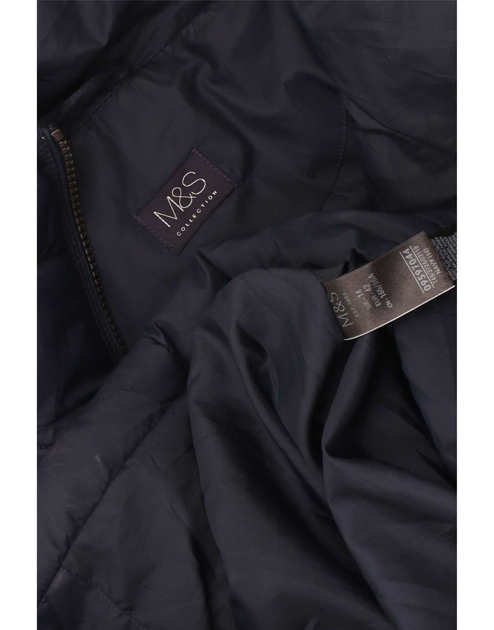 Женское стеганое пальто Marks & Spencer UK 14, большой темно-синий полиэстер