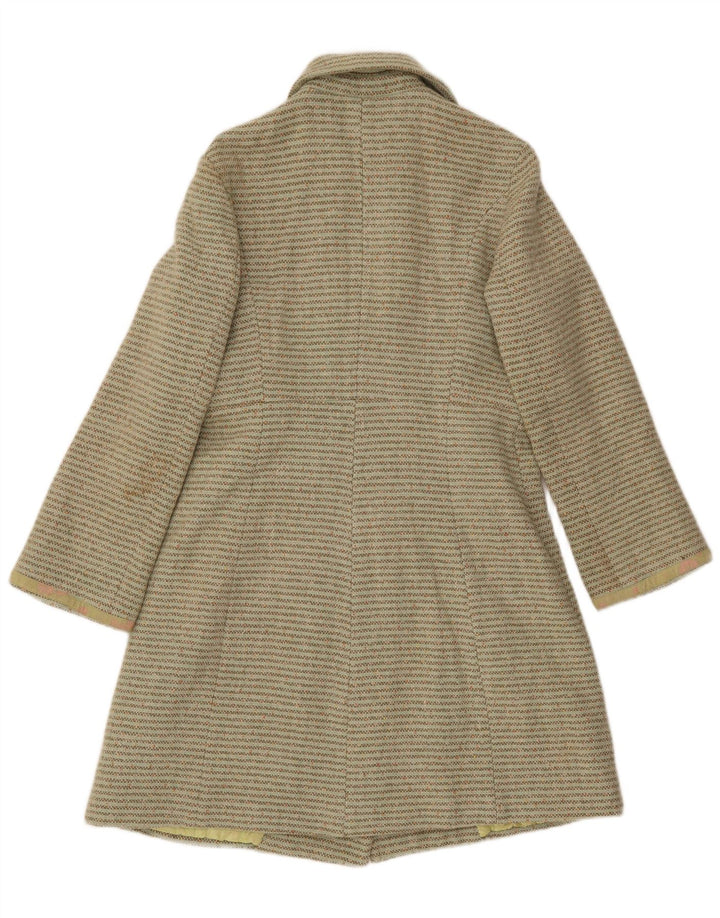 NOA Женское двубортное пальто NOA UK 14, шерсть в зеленую полоску средней длины