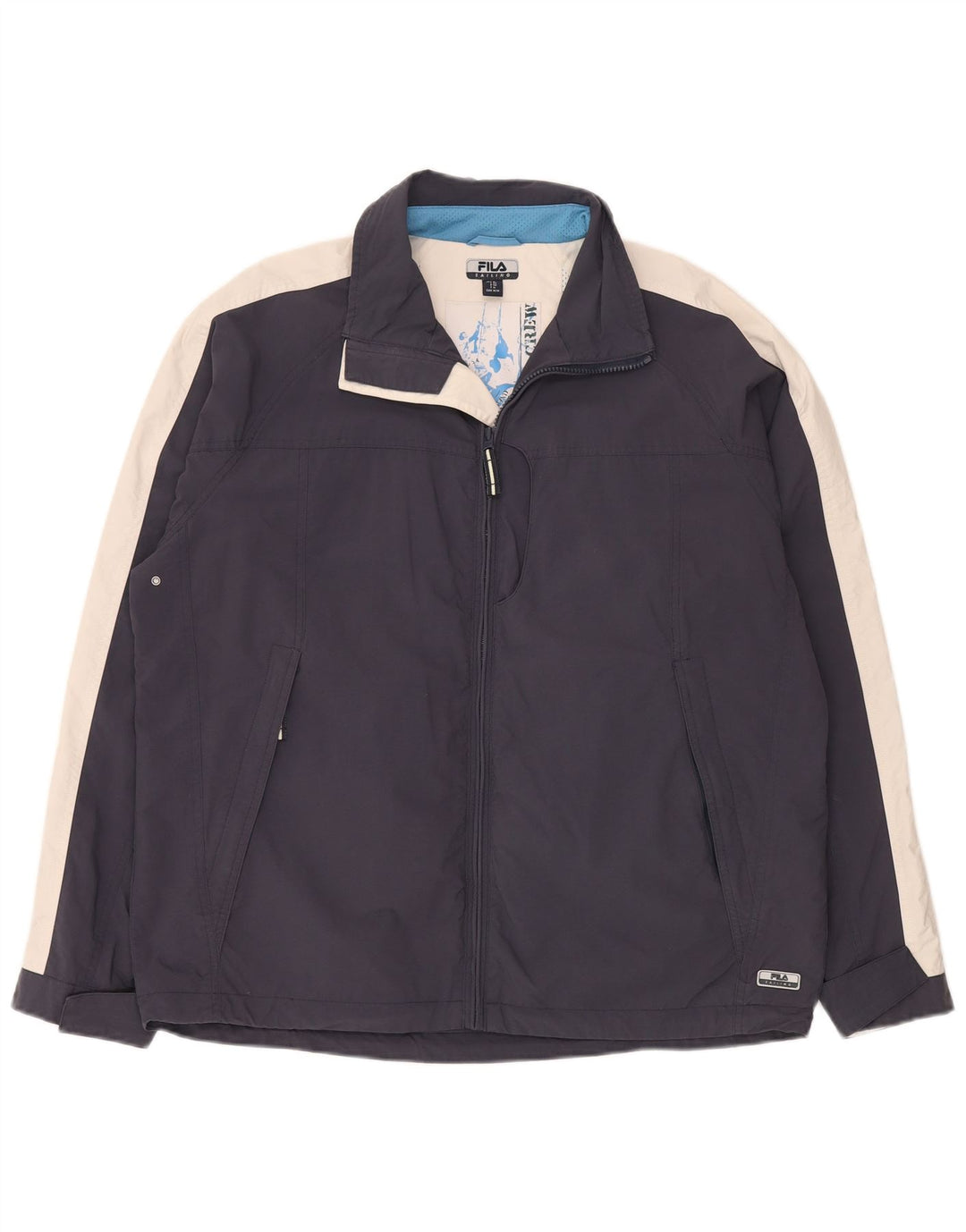 Мужская ветровка FILA IT 50, большая, темно-синяя, с цветными блоками, полиамид